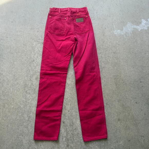 Women's Vintage 80's Wrangler Red Western Denim Blue Cowboy Jeans Sz 26 x 32 VTG - Picture 1 of 8